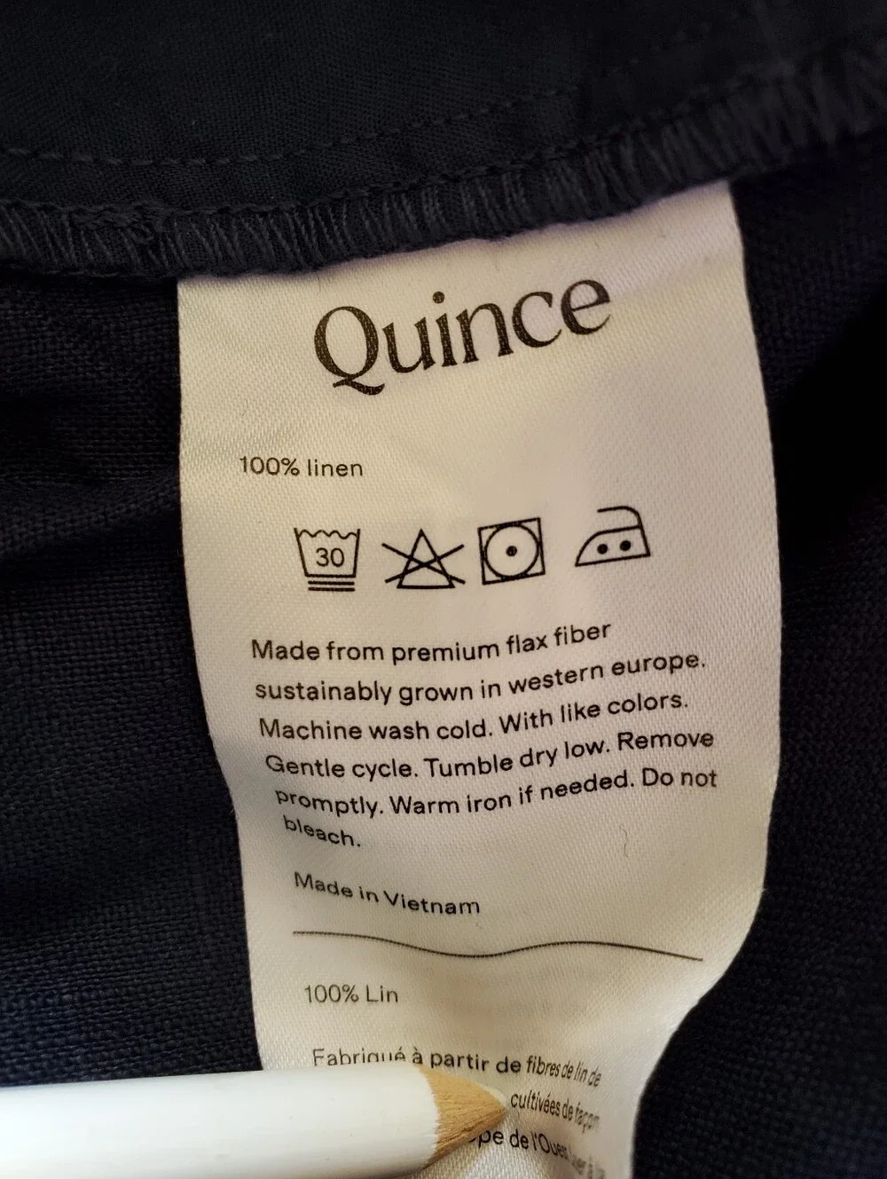 NWT Quince 100% European Linen Pleated Trouser Deep Navy